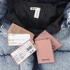 Miu Miu Washing Denim Hood Back Logo Down Jacket Blue 38 160755466 [P]