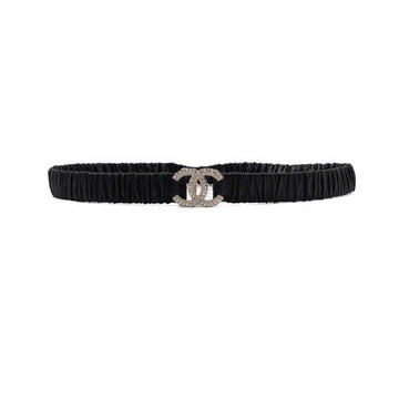 CHANEL Black Elastic Crystal Gold-tone CC Women's Belt 22 Season aa64924 157339649 [P]