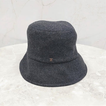 CHANEL グレー カシミア バケットハット S 3107 163158447 [P]