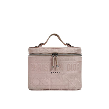 Dior Travel Cannage Embroidery Mesh Vanity Case Tote Bag Pink Large 158667661 [P]