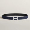 Hermes Reversible Dual-Sided Black 32mm Belt with Silver Buckle 160106348 [P]