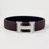 HERMES Reversibel Herrenledergürtel mit H-Schnalle in glänzendem Silber 32 mm 95 Nougat Schokolade H064544CK05 152309747 [P]