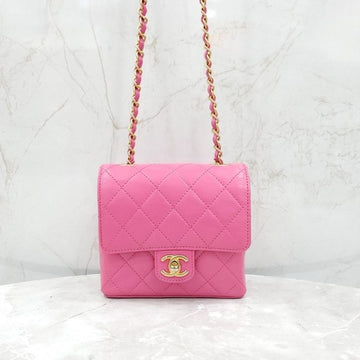 CHANEL ピンク クラシック ミニ チェーン フラップバッグ 内蔵チップ 7807 163156083 [P]
