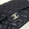 CHANEL Classic Large Caviar Flap Bag Navy Silver 9109 163156006 [P]