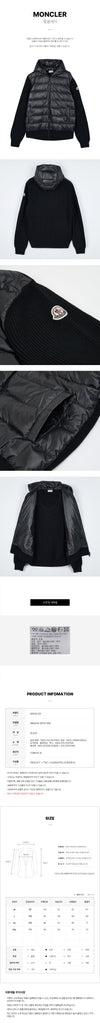 MONCLER M1131 999 FW25 メンズ パディング ウール ジップアップ フーディ 149387205 [P]