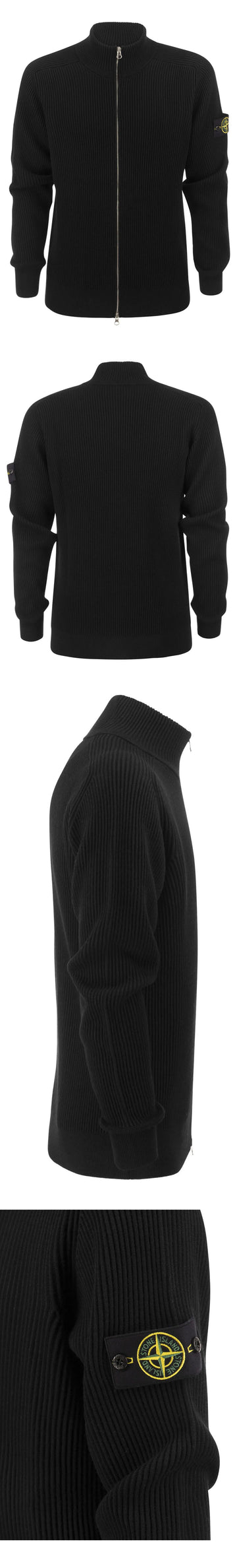STONE ISLAND ストーン 22FW ワッペン リブジップカーディガン ブラック 7715519C2 V0029 38671418