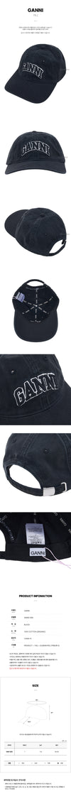 GANNI A6900 099 FW26 ユニセックス キャンバス キャップ 158361188 [P]