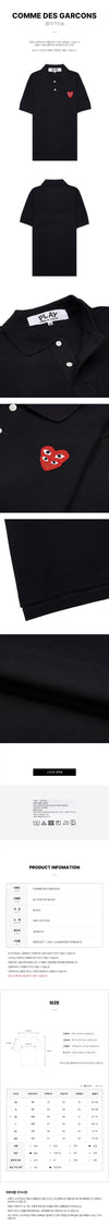 COMME DES GARCONS T290 051 ブラック SS26 ユニセックス ダブルハート ワッペン ポロシャツ 157406079 [P]
