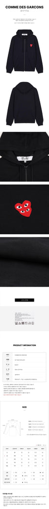 COMME DES GARCONS T294 051 ブラック SS26 ユニセックス ダブルハート パッチ フーディジャケット 157581671 [P]