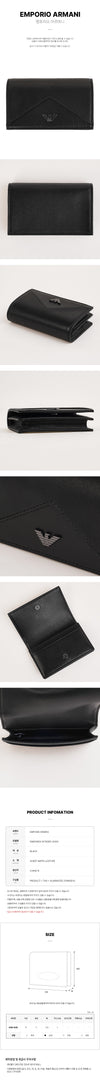 EMPORIO ARMANI 男性用レザー フラップ カードケース 153566135 [P]