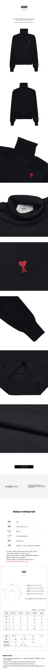 AMI Women's Small Heart Logo Turtleneck Knit 59914515 [P]