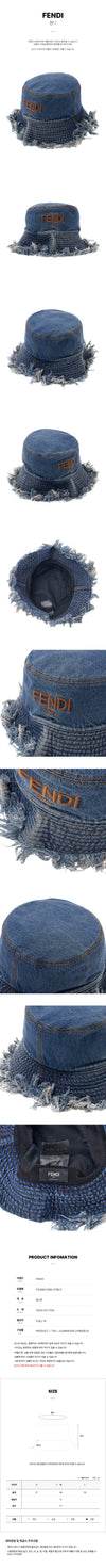 Fendi Denim Logo Fringe Bucket Hat 76972262 [P]