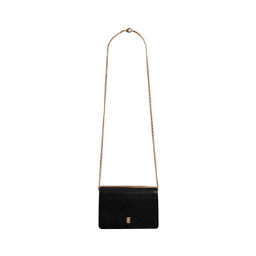 BURBERRY TB JESSY Akkordeon Kartenetui Geldbörse mit Kettenriemen Crossbody Tasche Schwarz 158731718 [P]