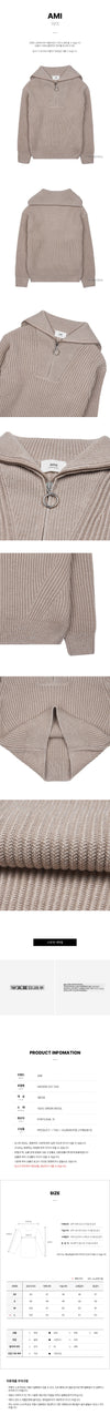 AMI Men's Half Zip Wool Sweater HKS600 027 250 41063144 [P]