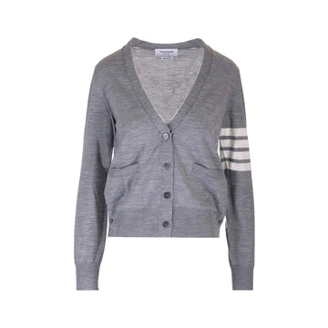 THOM BROWNE V-Ausschnitt Wollcardigan Lichtgrau FKC334A Y1014 055 150635532