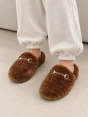 Gucci Horsebit Women's Wool Slippers Brown 852877 162161021 [P]