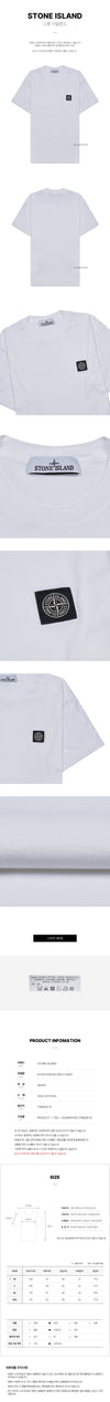 STONE ISLAND 男性用ロゴパッチTシャツ S0013 V0001 SS25 128305596 [P]
