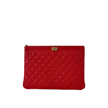 CHANEL Clutch Bag für Frauen Boy Caviar Chevron Neu Medium Rot Gold A84406 160158638 [P]