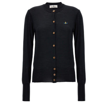 VIVIENNE WESTWOOD 24SS ORBロゴ刺繍カーディガンブラック1803002PY001BN402 153209035