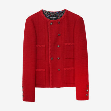 CHANEL Tweed Wool Jacket Red 38 P77692 162889368 [P]