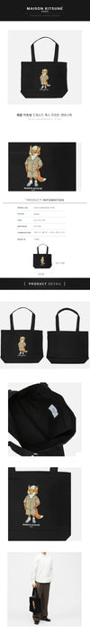 MAISON KITSUNE Dressed Fox Print Canvas Bag 156282479 [P]
