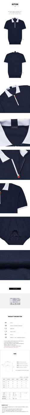 KITON V110A ホワイト ダークブルー SS25 メンズ ポロ シャツ 132699070 [P]