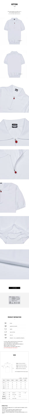 Kiton 40C WHITE SS25 Men's Half-Zip Polo Shirt 127068473 [P]