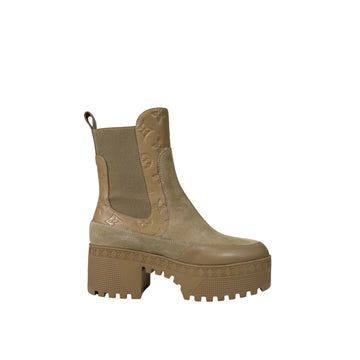 LOUIS VUITTON Chelsea-Stiefel aus Wildleder mit Monogramm für Damen 36 Beige 157403452