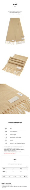 AMI Unisex Logo Patch Wool Schal USF417 AA0003 718 63188645 [P]