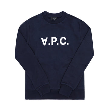 APC Velvet Logo Standard Grand Unisex Sweatshirt Dark Navy/Ecru M27907 TIQ 144730317