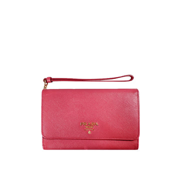 Prada Women's Saffiano Vitello Leather Strap Wallet Medium Pink 1M1426 154153563