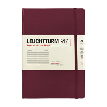 LEUCHURM ハードカバー ミディアム A5 ポート レッド 有線ノート 157225102