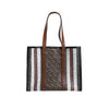 BURBERRY Monogram TB Streifen Leder Canvas Tote Tasche Shopper Tasche Braun 158123485 [P]