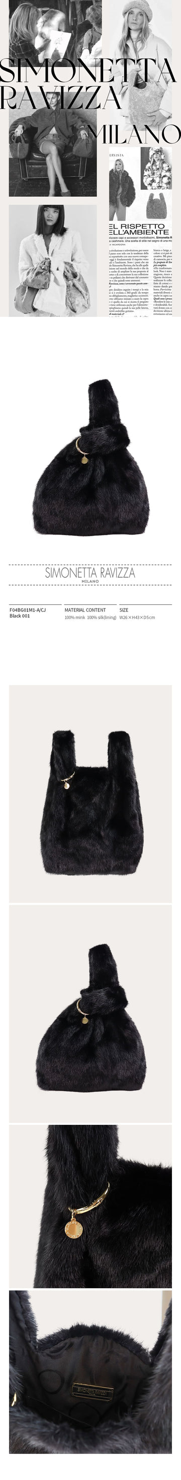 SIMONETTA RAVIZZA Fur Tote Bag F04BG01M1-A 001 150702584