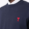 AMI Logo-Stickerei Langarm-T-Shirt Navy A21HJ005 701 45118014 [P]