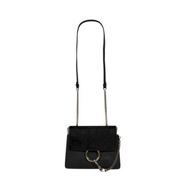 CHLOE スウェードフェイショルダーチェインクロスバッグミニブラックCHC20SS202 158123482 [P]