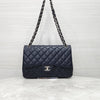 CHANEL Classic Large Caviar Flap Bag Navy Silver 9109 163156006 [P]