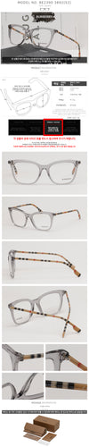 BURBERRY Be2380 3892 Quadro Transparent Grau Acetat 141577956 [P]