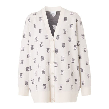 Burberry 22FW TB Logo Pattern V-Neck Cardigan Cream 8057160 35261996