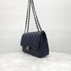 CHANEL Classic Large Caviar Flap Bag Navy Silver 9109 163156006 [P]