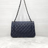 CHANEL Classic Large Caviar Flap Bag Navy Silver 9109 163156006 [P]
