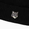 Maison Kitsune Fox Head Large Wool Black Beanie 161887191 [P]