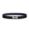 Hermes Reversible Leather Belt with H Buckle 32mm Black Navy 90 Silver Matte 156334640 [P]
