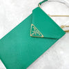 Prada Triangle Logo Green Phone Pouch Leather Mini Chain Bag 8582 163156597 [P]