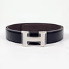 HERMES Reversibel Herrenledergürtel mit H-Schnalle in glänzendem Silber 32 mm 95 Nougat Schokolade H064544CK05 152309747 [P]
