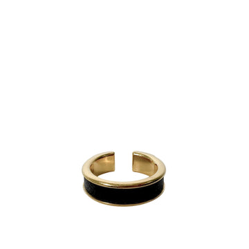 Hermes Athena Calfskin Leather Double Stud Ring Noir Black 57 158123471 [P]