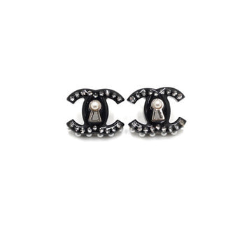 CHANEL Schwarze Perlen-Kristall CC Ohrringe 7605 153894506 [P]