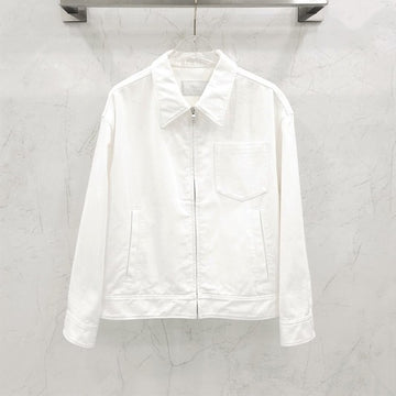 Prada White Logo Denim Zip-Up Jacket M 6237 163158651 [P]