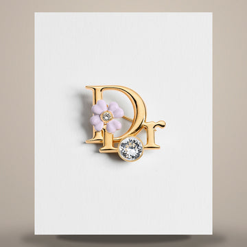 Dior Precious Clover Brooch Gold Finish Metal, Crystal, Pink Lacquer V2177WOMLQ_D216 158733860 [P]