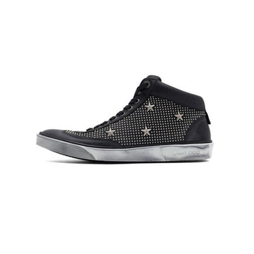JIMMY CHOO ブラックカーフスキンマルチスタッズハイカットスニーカー aa58511 152317276 [P]